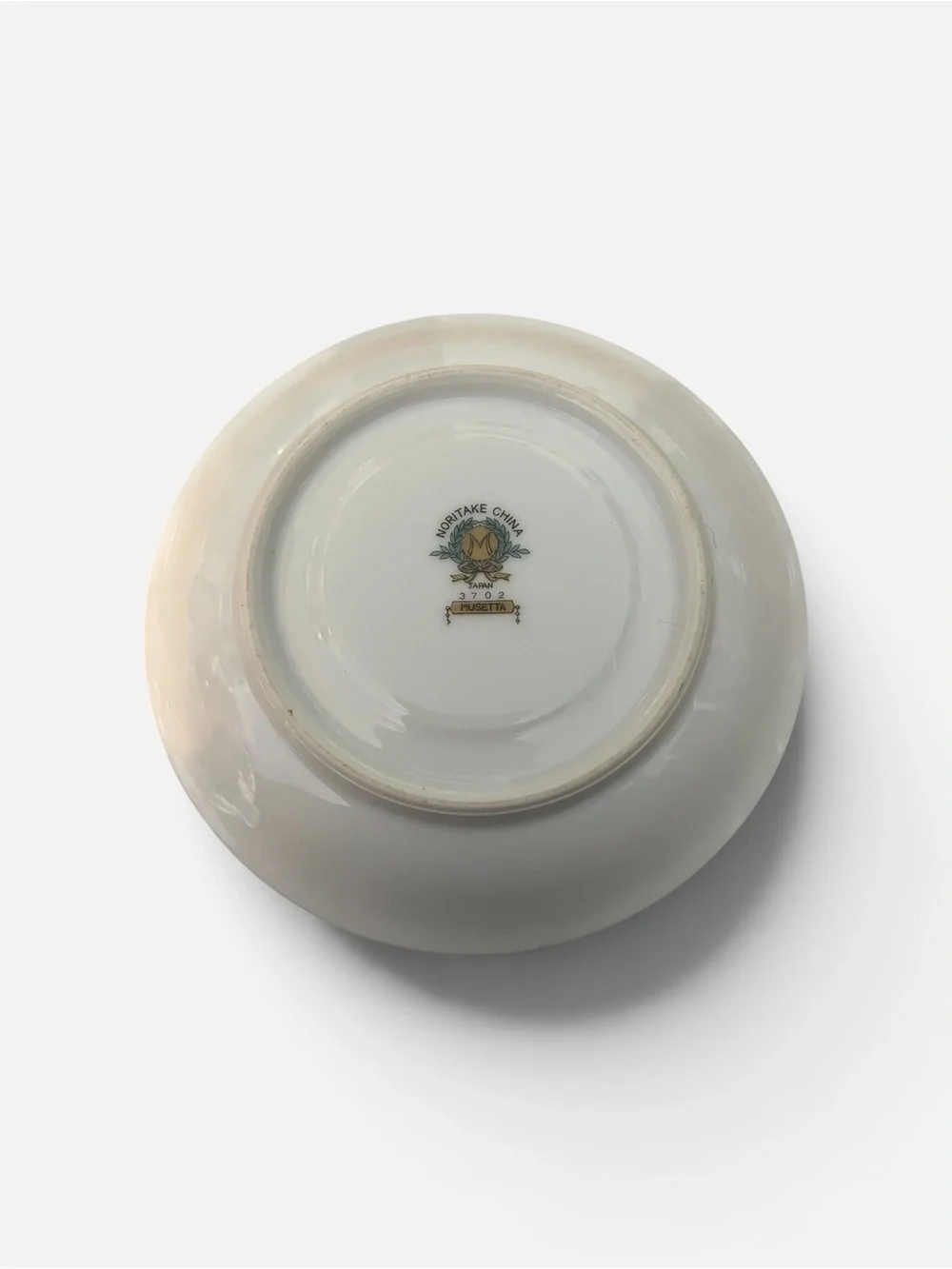 Noritake White Plate with Gold Trim and Olive Green Greek Key